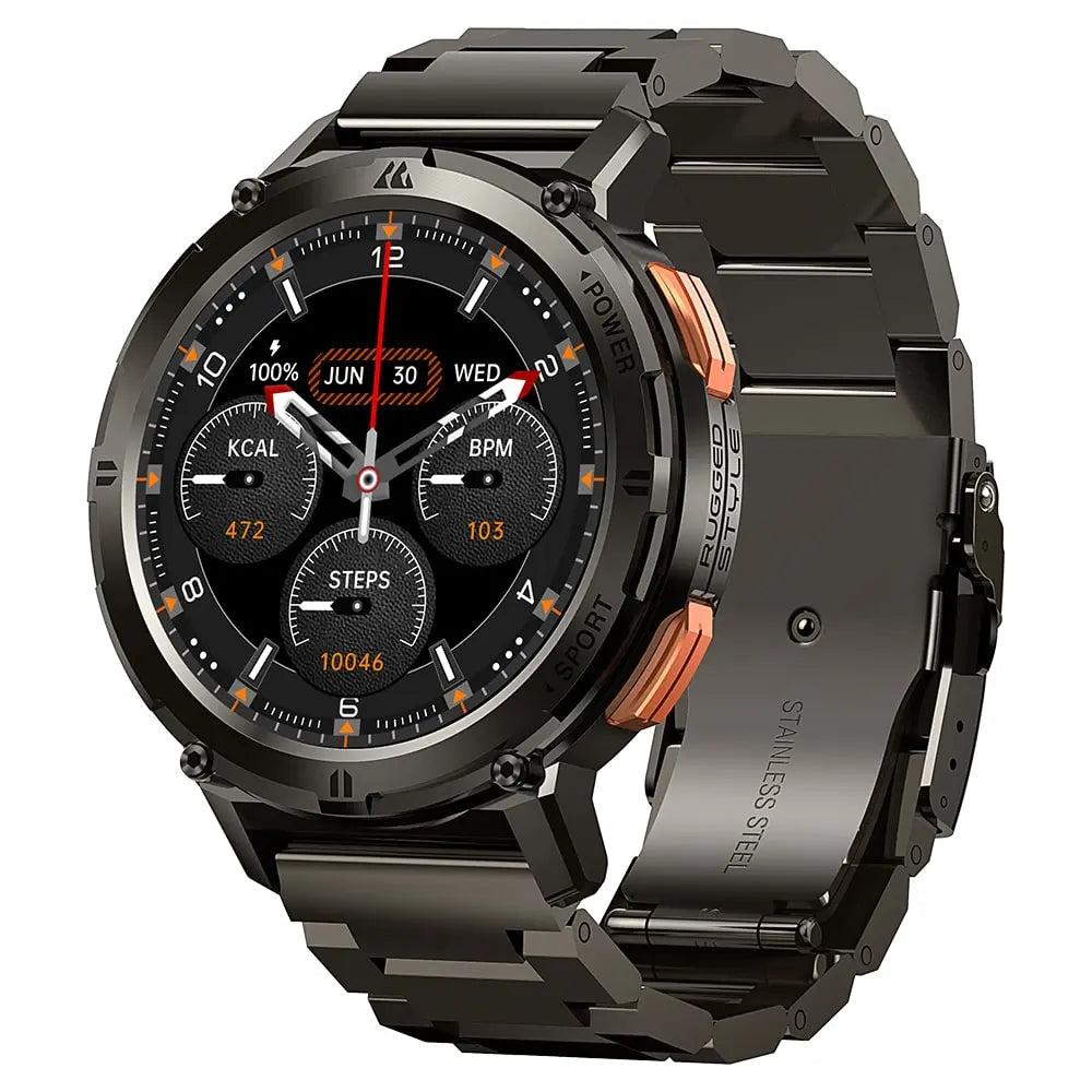 kospet-tank-t2-smartwatch-black-with-steel-straps#color_black^package_Silicone + Steel Premium