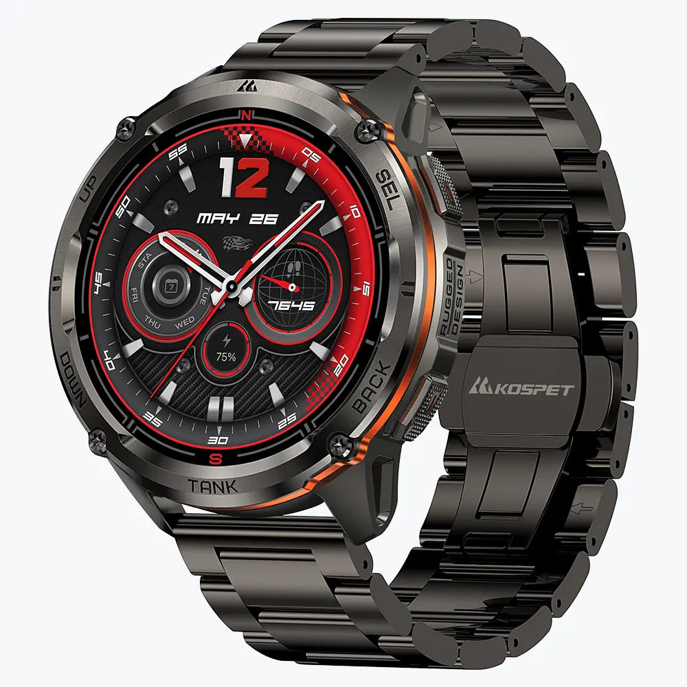 kospet-tank-t3-ultra-2-smartwatch-black-with-steel-straps#color_black^package_Silicone + Steel Premium